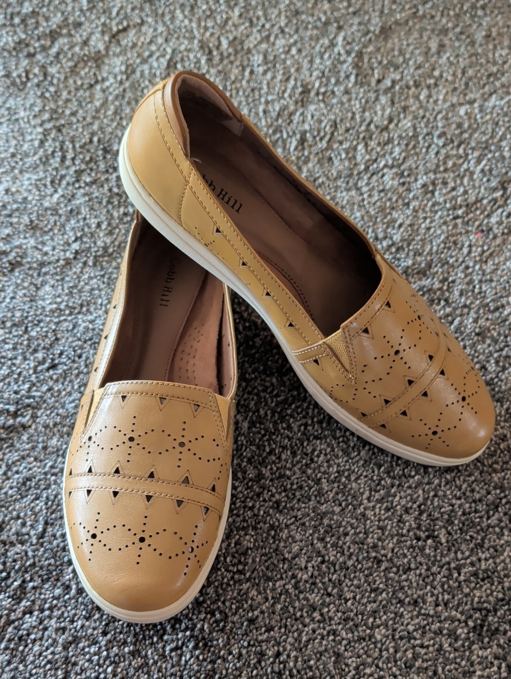 Cobb Hill by New Balance Tan Perforated Slip-On Loafers